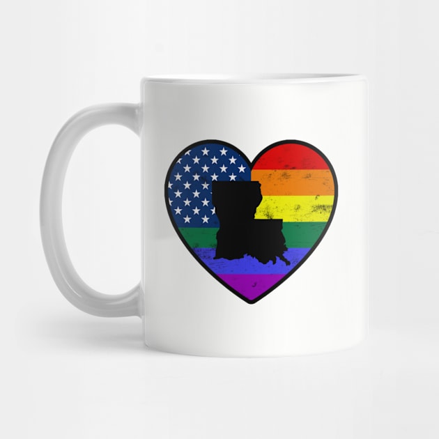 Louisiana United States Gay Pride Flag Heart by TextTees